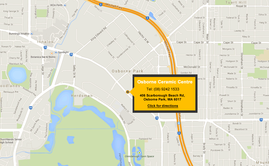 Map to Osborne Ceramic Centre, Osborne Park, Perth, WA